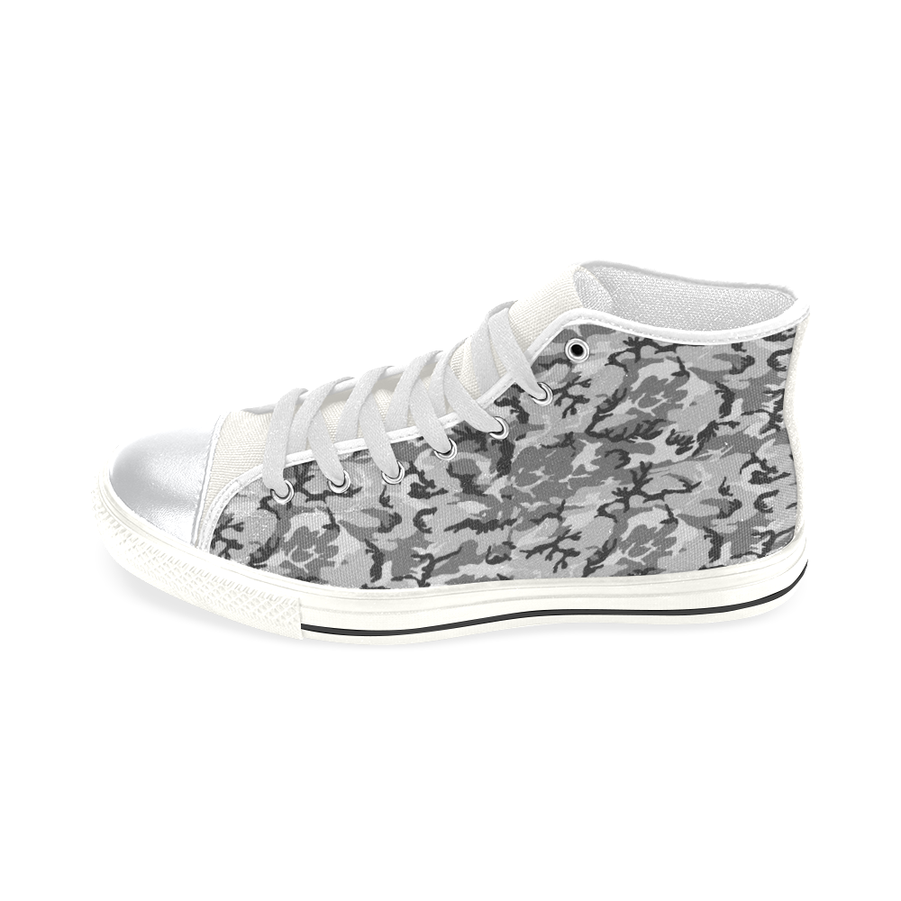 Woodland Urban City Black/Gray Camouflage High Top Canvas Shoes for Kid (Model 017)