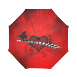 Music, piano guitar and wonderful heart Auto-Foldable Umbrella (Model U04)