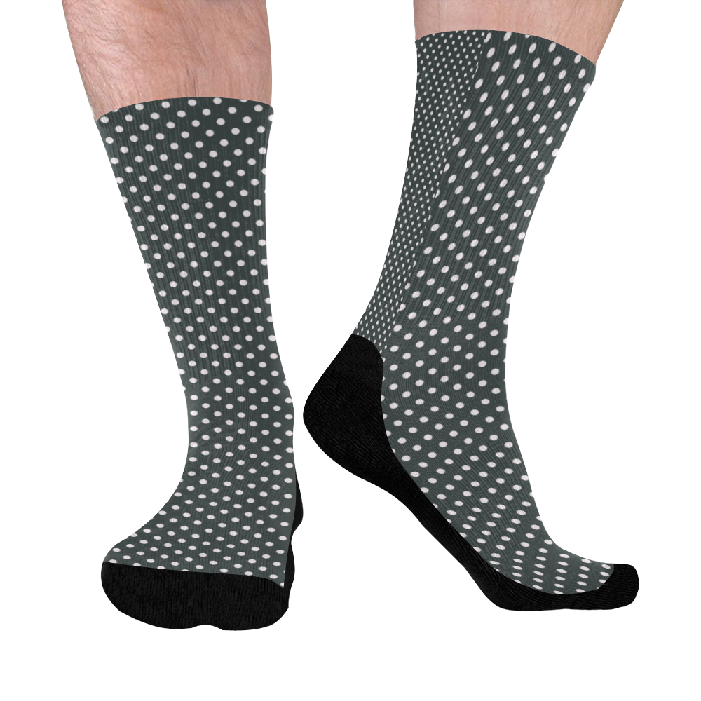 Silver polka dots Mid-Calf Socks (Black Sole)