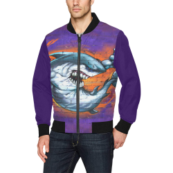 Graffiti Shark (Vest Style) All Over Print Bomber Jacket for Men (Model H31)