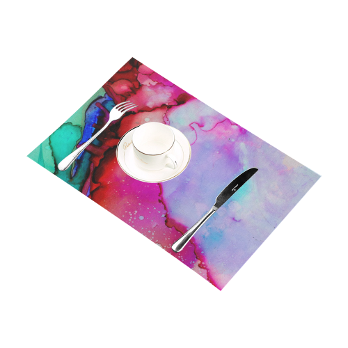 Red purple green ink Placemat 12’’ x 18’’ (Set of 4)