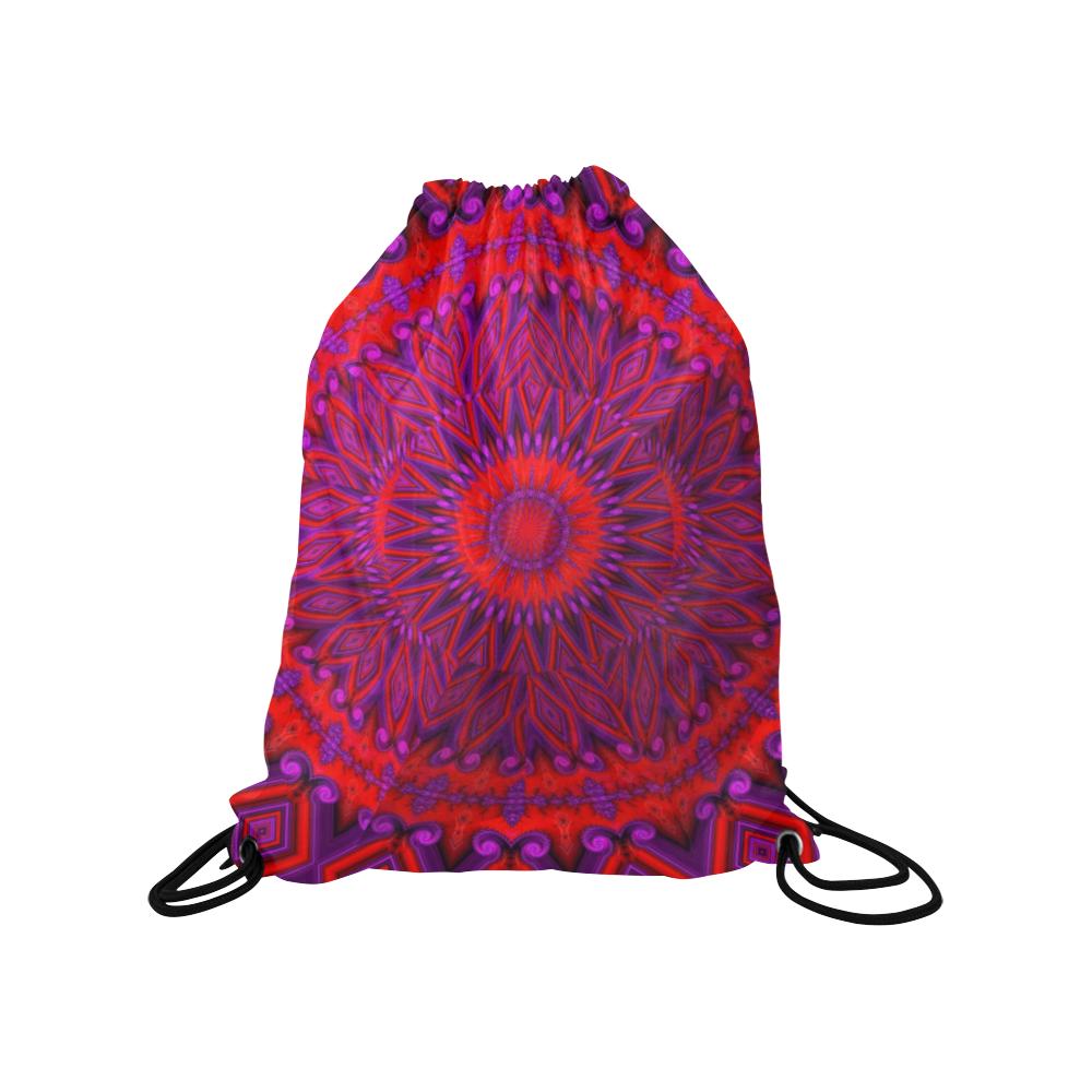 Indian Blanket Under Glass Fractal Mandala Medium Drawstring Bag Model 1604 (Twin Sides) 13.8"(W) * 18.1"(H)