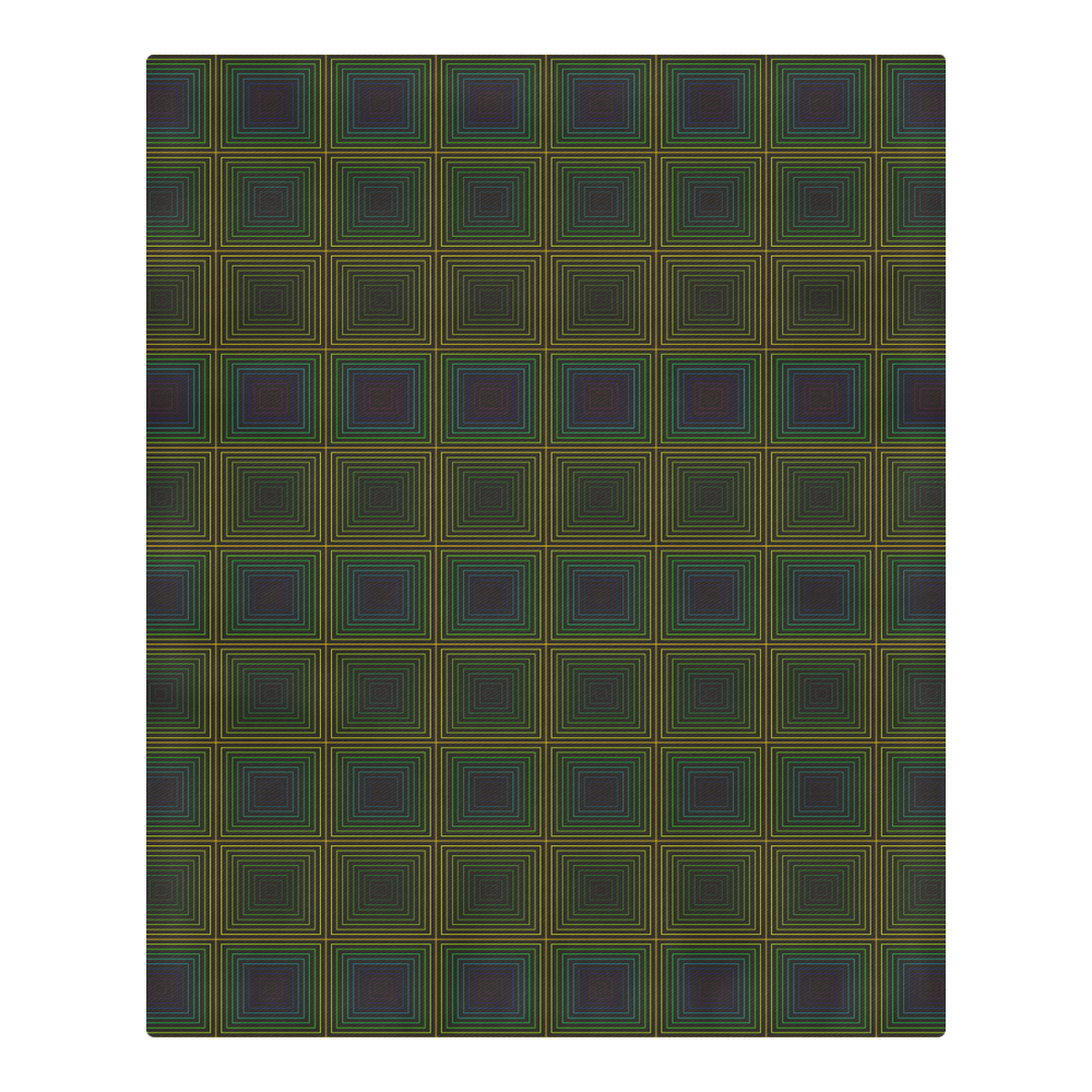 Violet green multicolored multiple squares 3-Piece Bedding Set