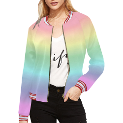 Pastel Rainbow All Over Print Bomber Jacket for Women (Model H21)