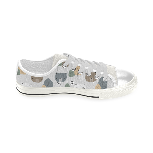 Cute Teddy Polar Panda Bear Low Top Canvas Shoes for Kid (Model 018)