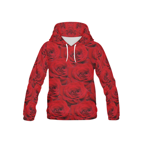 Red Roses All Over Print Hoodie for Kid (USA Size) (Model H13)