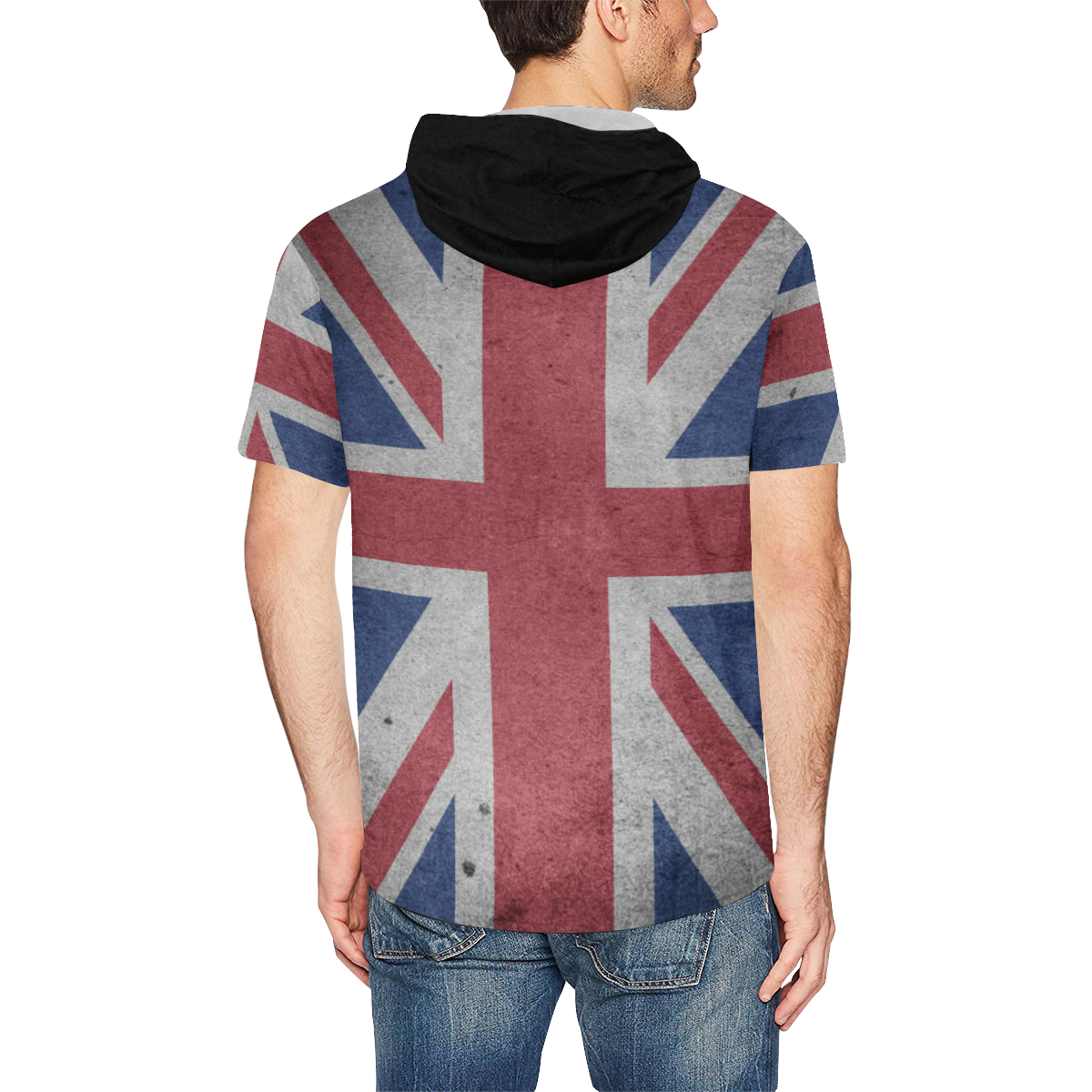 United Kingdom Union Jack Flag - Grunge 1 All Over Print Short Sleeve Hoodie for Men (Model H32)