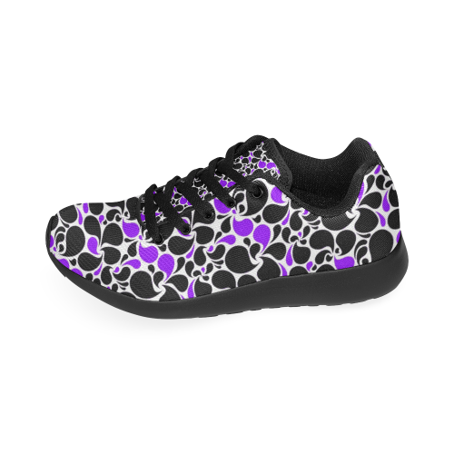 purple black paisley Kid's Running Shoes (Model 020)