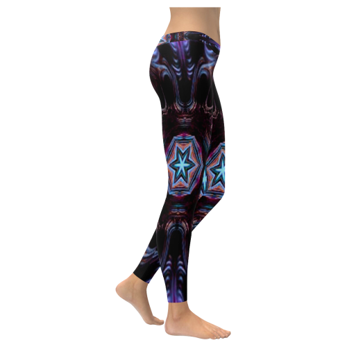 Blue Mandala Women's Low Rise Leggings (Invisible Stitch) (Model L05)
