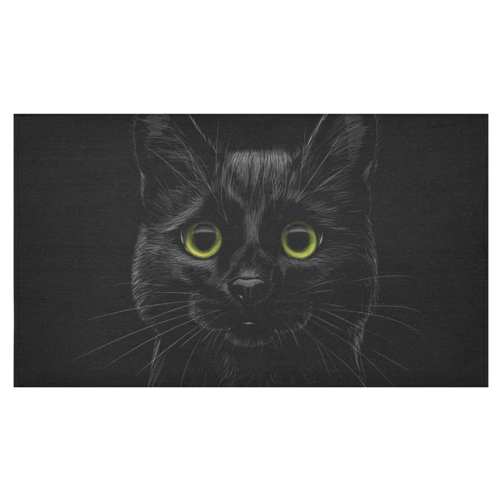 Black Cat Cotton Linen Tablecloth 60"x 104"