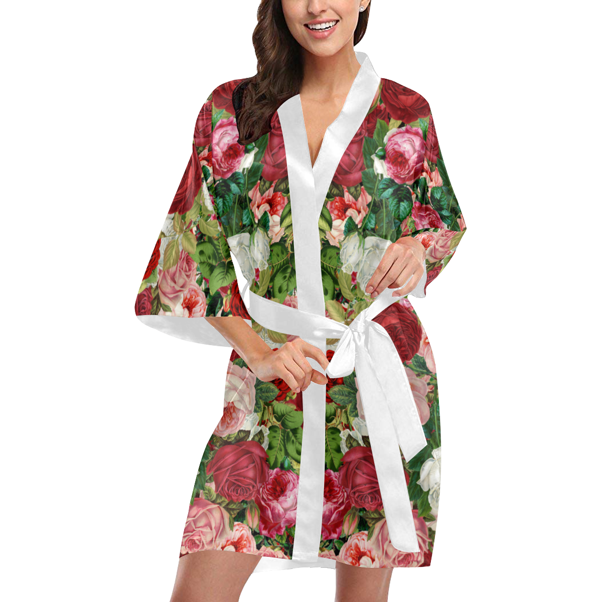 Vintage Flowers and Roses Kimono Robe