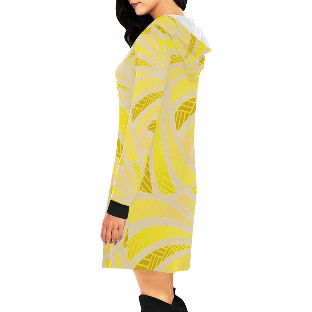 gold waves All Over Print Hoodie Mini Dress (Model H27)