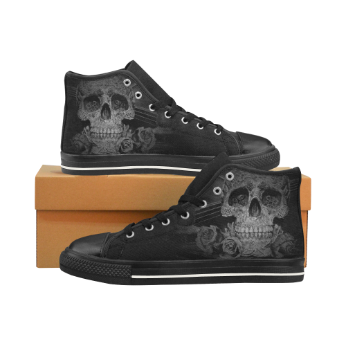 Steampunk Alchemist Mage Roses Celtic Skull halfto Men’s Classic High Top Canvas Shoes /Large Size (Model 017)