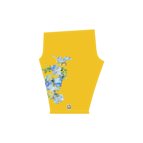 Fairlings Delight's Flowering Blues Bouquets 53086G1 Women's Low Rise Capri Leggings (Invisible Stitch) (Model L08)