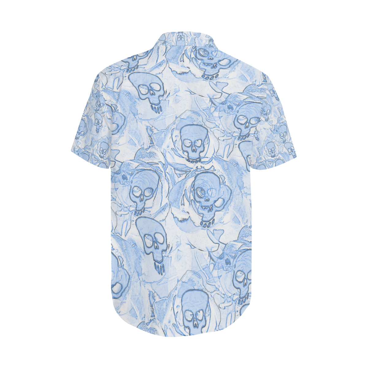 hauted skulls blue Men's Short Sleeve Shirt with Lapel Collar (Model T54)