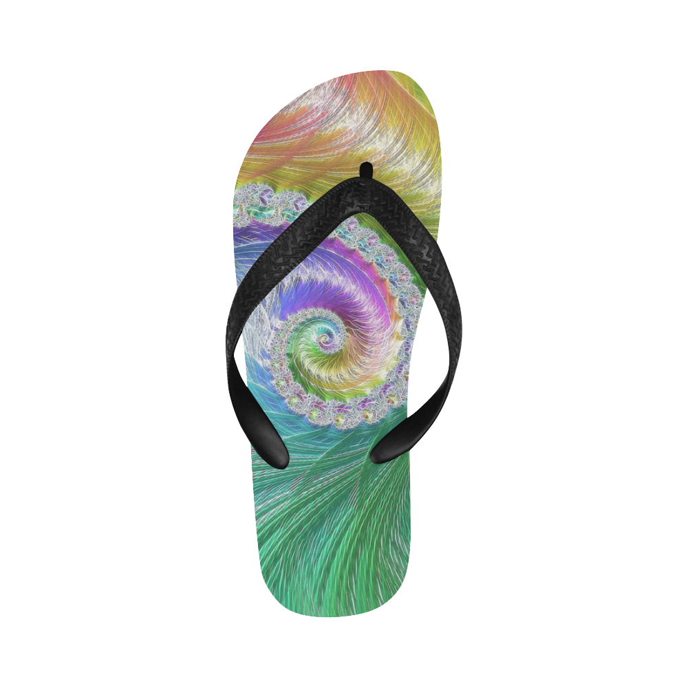 Frax Fractal Rainbow Flip Flops for Men/Women (Model 040)