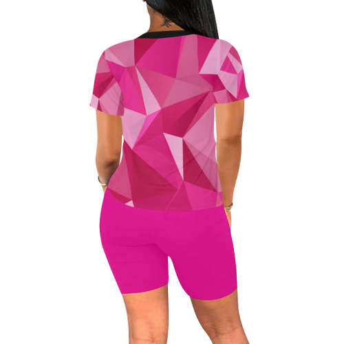 Abstract Pink Triangles Women's Short Yoga Set