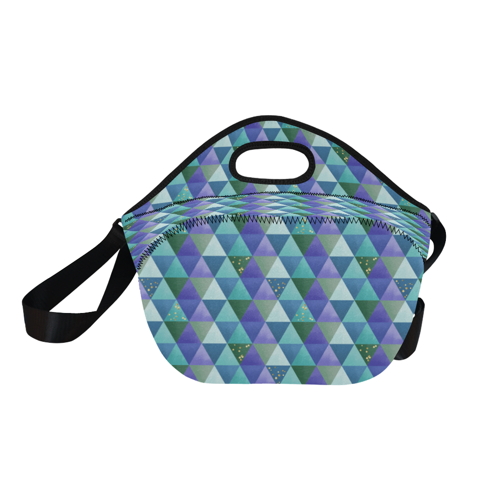 Triangle Pattern - Blue Violet Teal Green Neoprene Lunch Bag/Large (Model 1669)