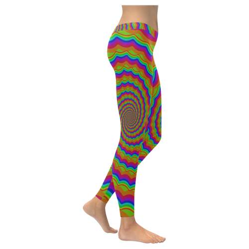 Rainbow spiralysis Women's Low Rise Leggings (Invisible Stitch) (Model L05)
