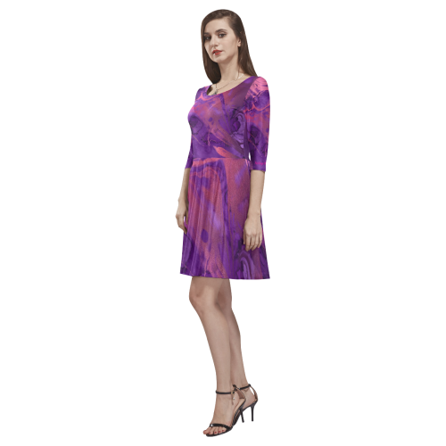 FD's Purple Marble Collection- Women's Purple Marble Half Sleeve Skater Dress 53086 Tethys Half-Sleeve Skater Dress(Model D20)