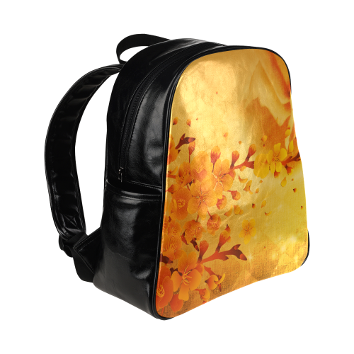 Floral design, soft colors Multi-Pockets Backpack (Model 1636)