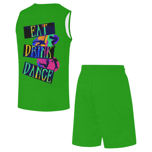 Break Dancing Colorful / Green All Over Print Basketball Uniform