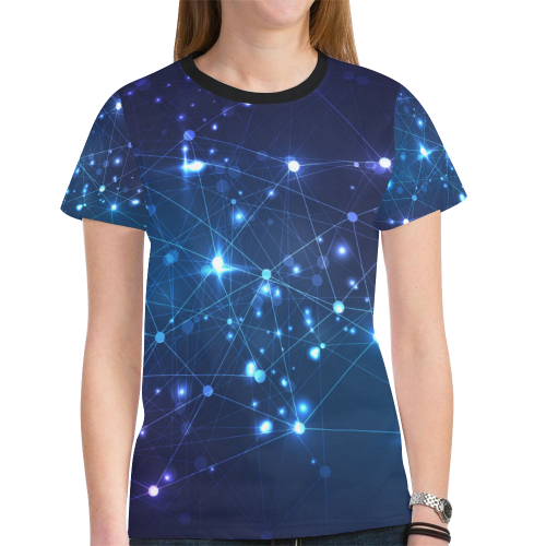 Twinkle Twinkle Little Blue Stars Cosmic Sky New All Over Print T-shirt for Women (Model T45)