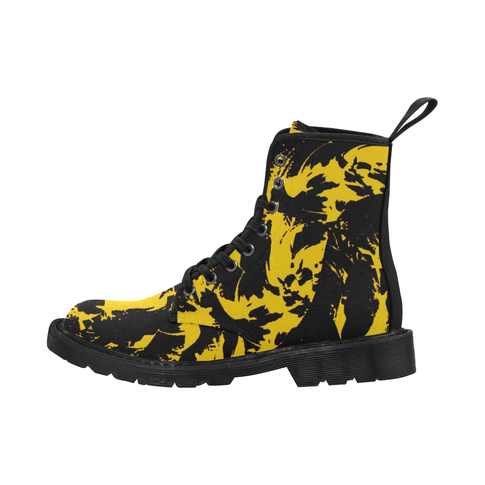 Black and Yellow Paint Splatter Graffiti Martin Boots for Men (Black) (Model 1203H)