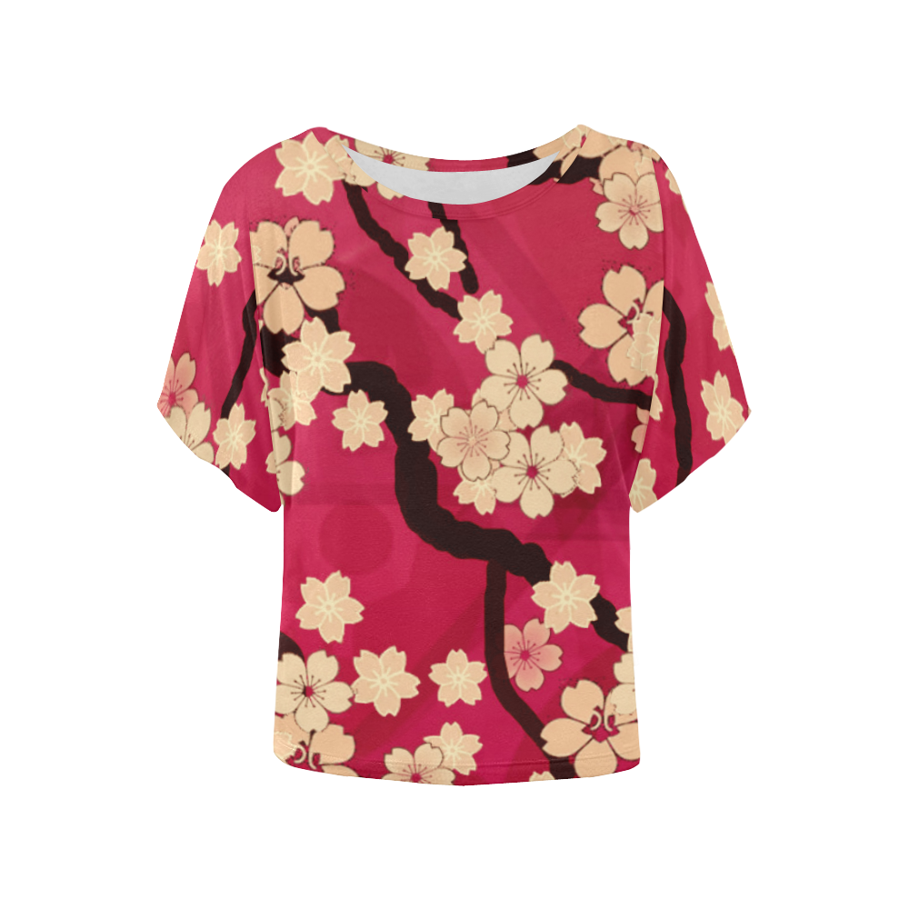 Sakura Breeze Hawaii Women's Batwing-Sleeved Blouse T shirt (Model T44)