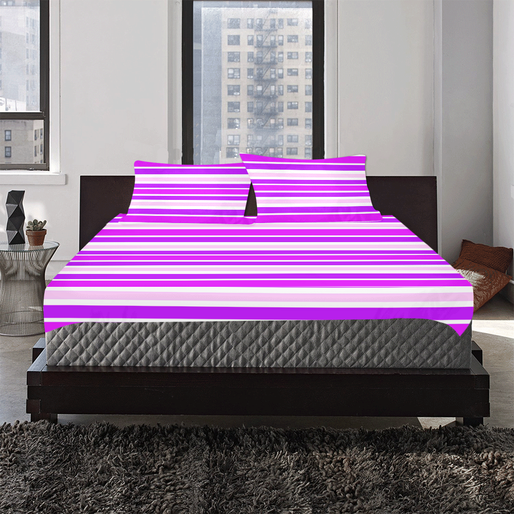 Summer Purples Stripes 3-Piece Bedding Set