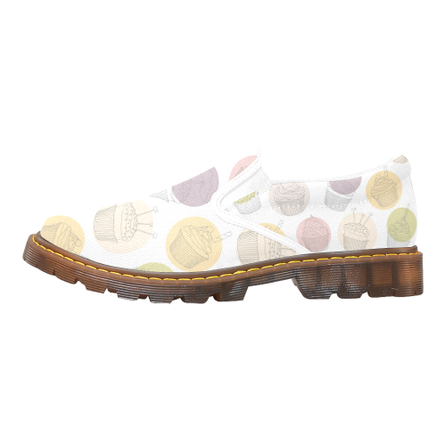 Colorful Cupcakes Martin Women's Slip-On Loafer/Large Size (Model 12031)