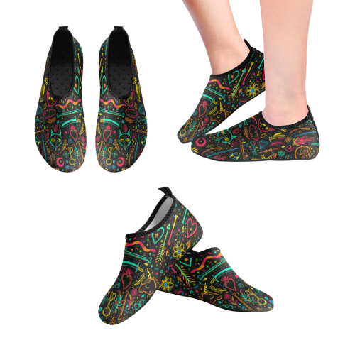 Funny Nature Of Life Sketchnotes Pattern 1 Women's Slip-On Water Shoes (Model 056)