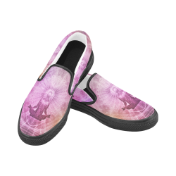 meditation yoga graphic art Women's Slip-on Canvas Shoes (Model 019)