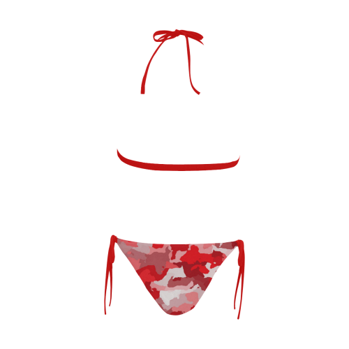 camouflage red Buckle Front Halter Bikini Swimsuit (Model S08)