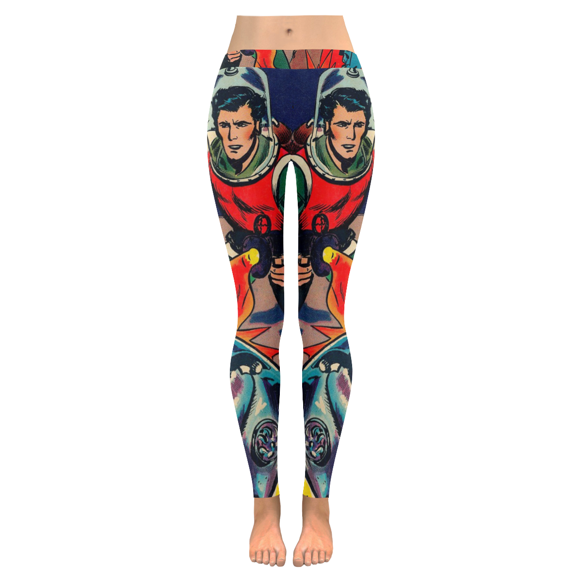 Battle in Space Women's Low Rise Leggings (Invisible Stitch) (Model L05)