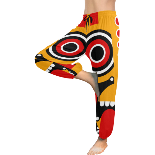 Red Yellow Tiki Tribal Women's All Over Print Harem Pants (Model L18)