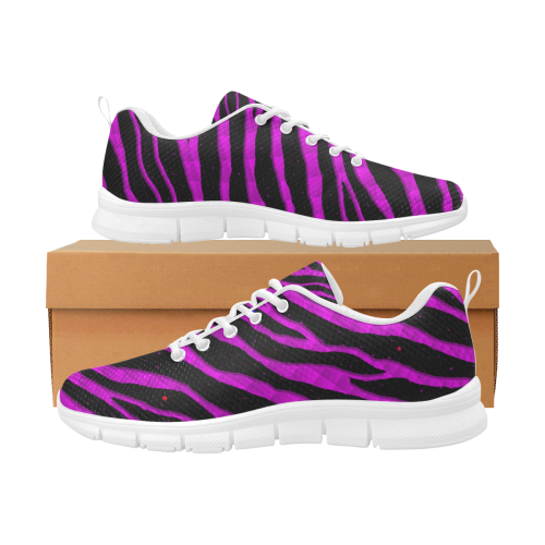 Ripped SpaceTime Stripes - Pink Women's Breathable Running Shoes (Model 055)