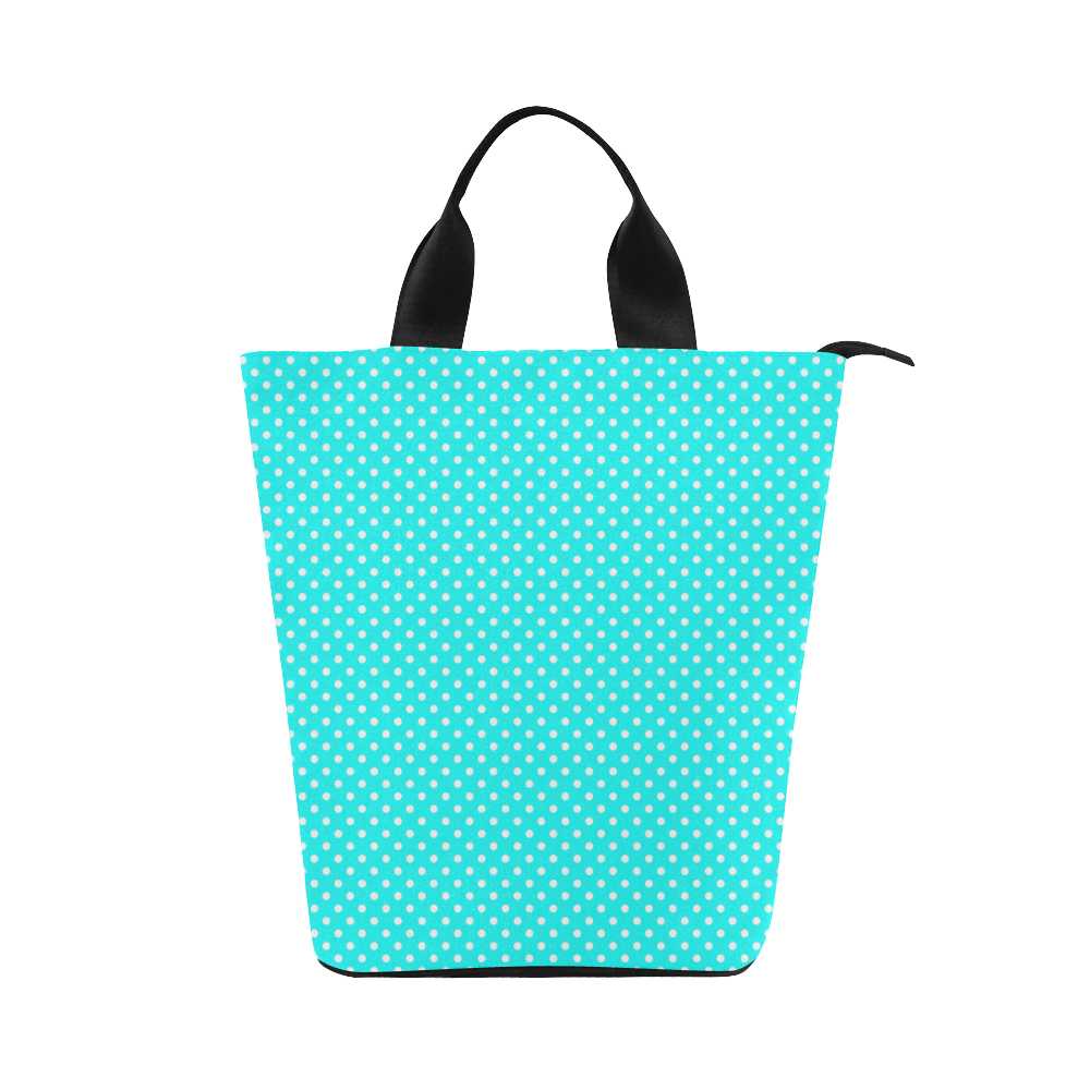 Baby blue polka dots Nylon Lunch Tote Bag (Model 1670)