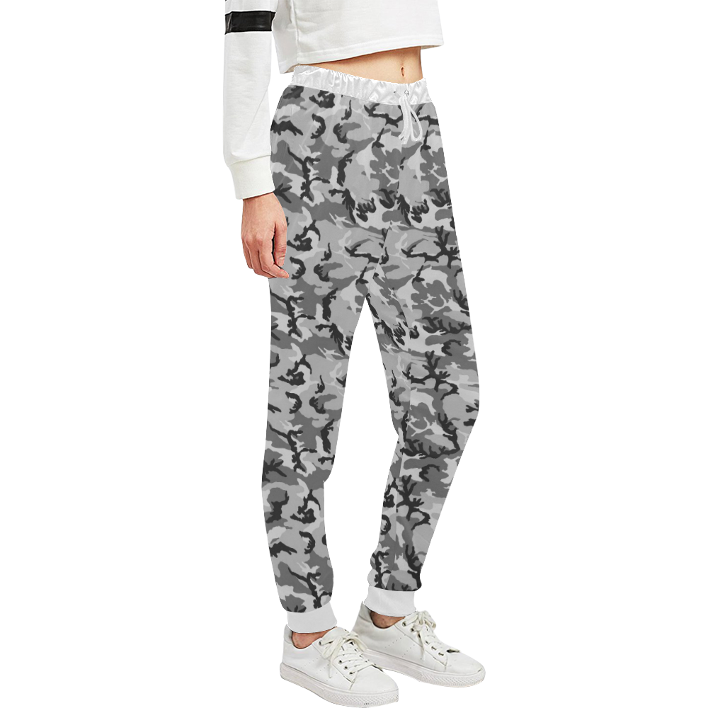 Woodland Urban City Black/Gray Camouflage Unisex All Over Print Sweatpants (Model L11)