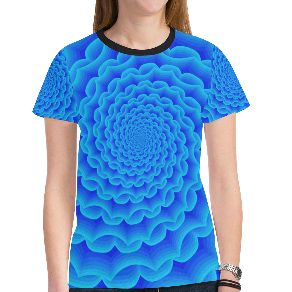 Royal blue spiralysis New All Over Print T-shirt for Women (Model T45)