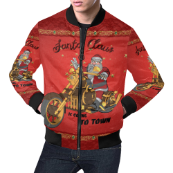Santa Claus wish you a merry Christmas All Over Print Bomber Jacket for Men/Large Size (Model H19)
