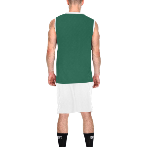 Football and Football Helmet Sports Green and White All Over Print Basketball Uniform