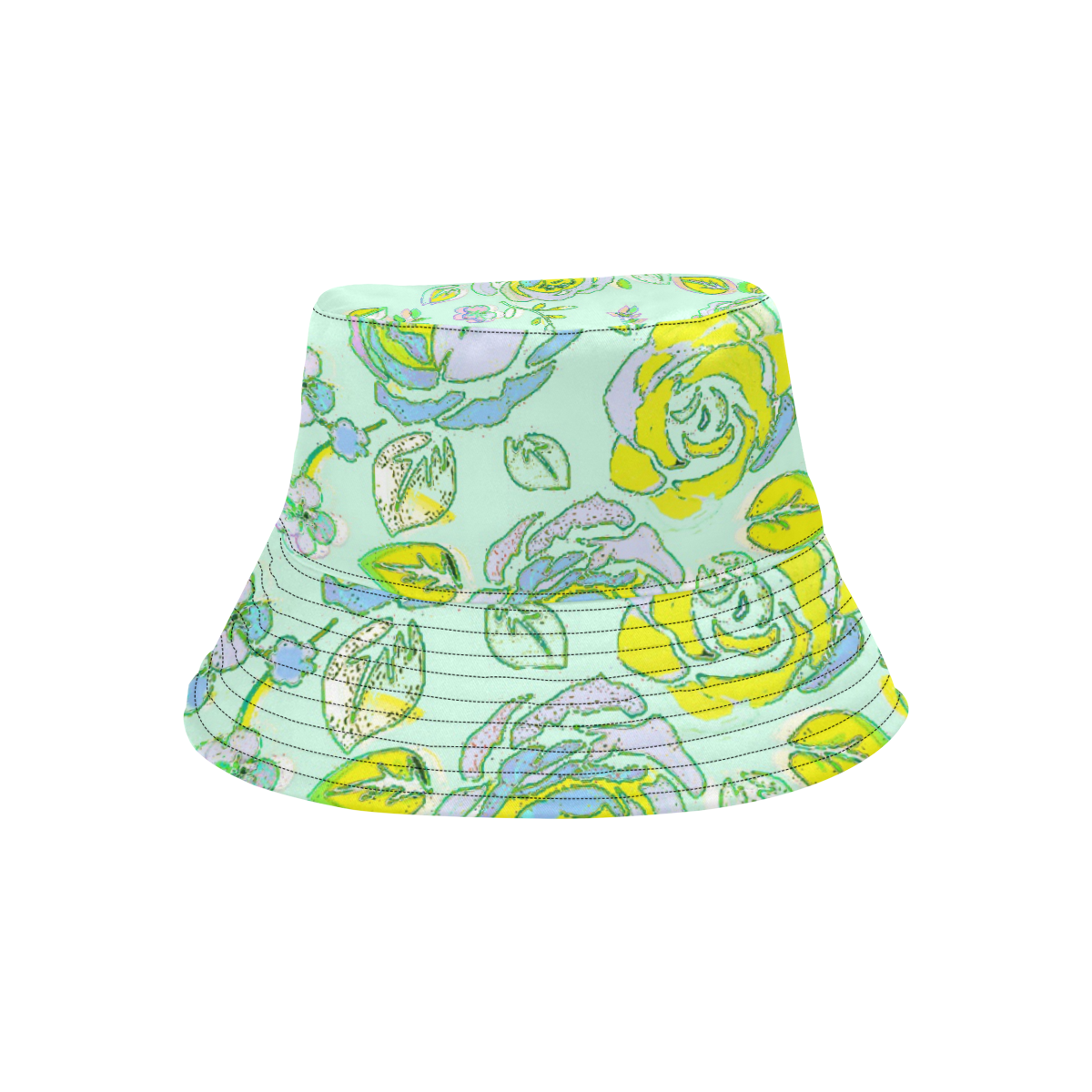 Green Yellow Rosie All Over Print Bucket Hat