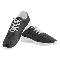 Alien Flying Saucers Stars Pattern  (Charcoal/White) Women's Athletic Shoes (Model 0200)