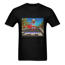 SuperPug In The City Men's T-Shirt in USA Size (Two Sides Printing)