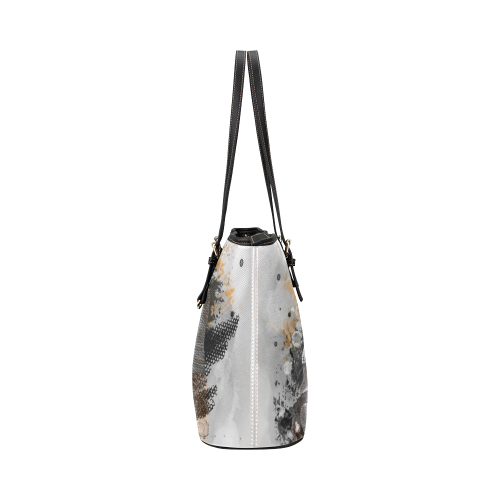 cat kitty art #cat #kitty Leather Tote Bag/Small (Model 1651)