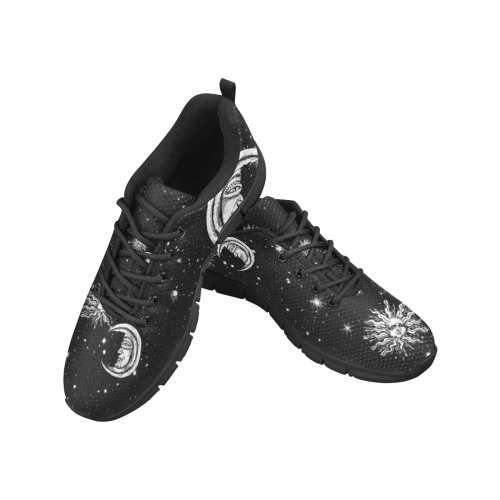 Mystic Stars, Moon and Sun (Black) Women's Breathable Running Shoes/Large (Model 055)