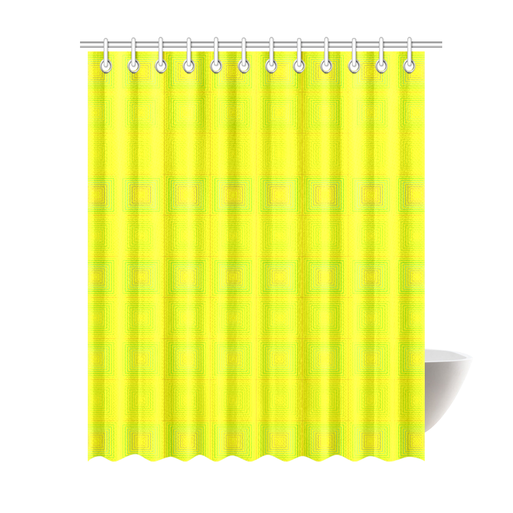Yellow multicolored multiple squares Shower Curtain 69"x84"