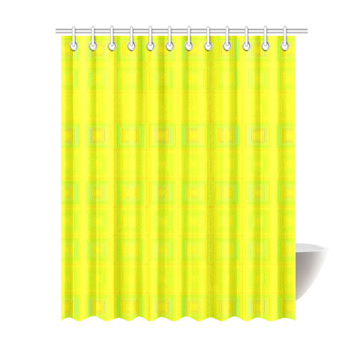 Yellow multicolored multiple squares Shower Curtain 69"x84"