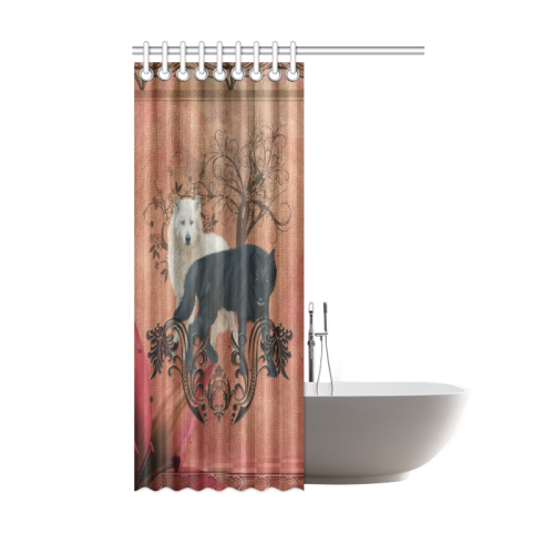 Awesome black and white wolf Shower Curtain 48"x72"